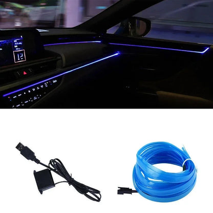 5M USB EL Wire Car Interior Ambient Light Flexible Neon Trim Strip