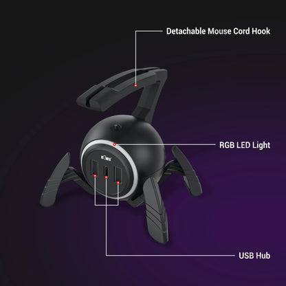 Gaming Mouse Bungee RGB Cable Management Flexible Cord Clip with USB Ports for FPS and Esports