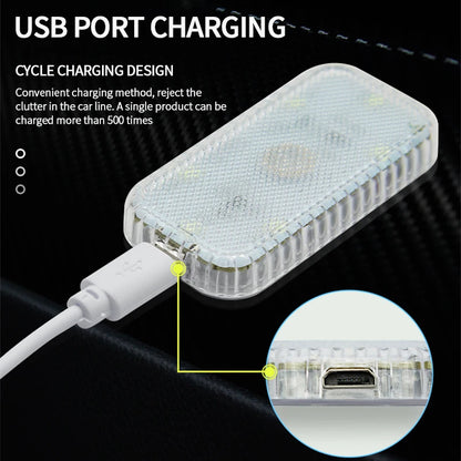USB Rechargeable Touch Sensor 6 LED Car Interior Reading Light Wireless Magnetic Lamp