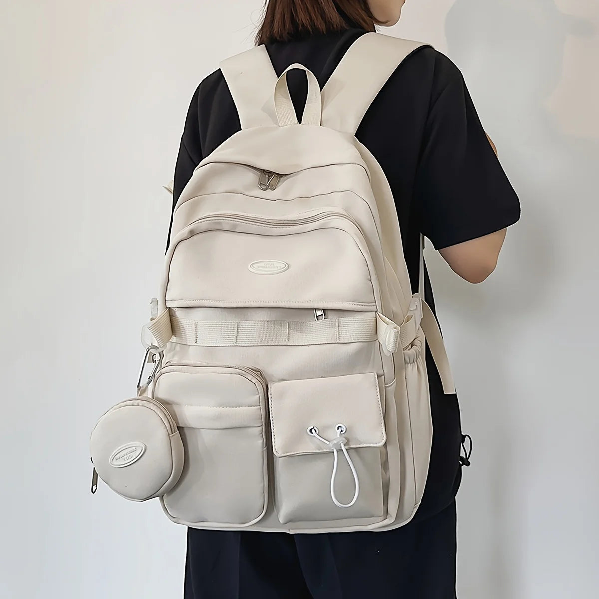 Lightweight Casual Backpack for School & Travel – Nylon, Multi-Pocket