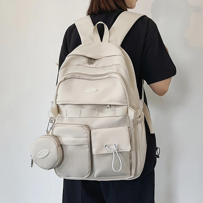 Lightweight Casual Backpack for School & Travel – Nylon, Multi-Pocket