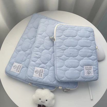 Cloud Laptop & iPad Sleeve – Embroidery Cotton, Zipper, Fits 9.7–16", MacBook & iPad