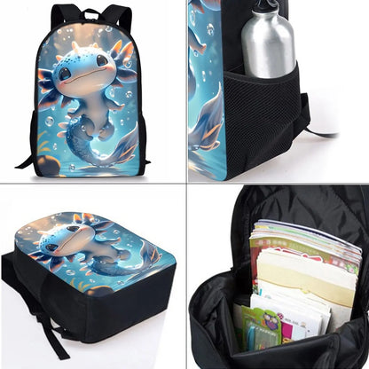 Sea Dragon 3D Print School Backpack 3-Piece Set – Backpack, Lunch Bag & Pencil Case for Boys & Girls