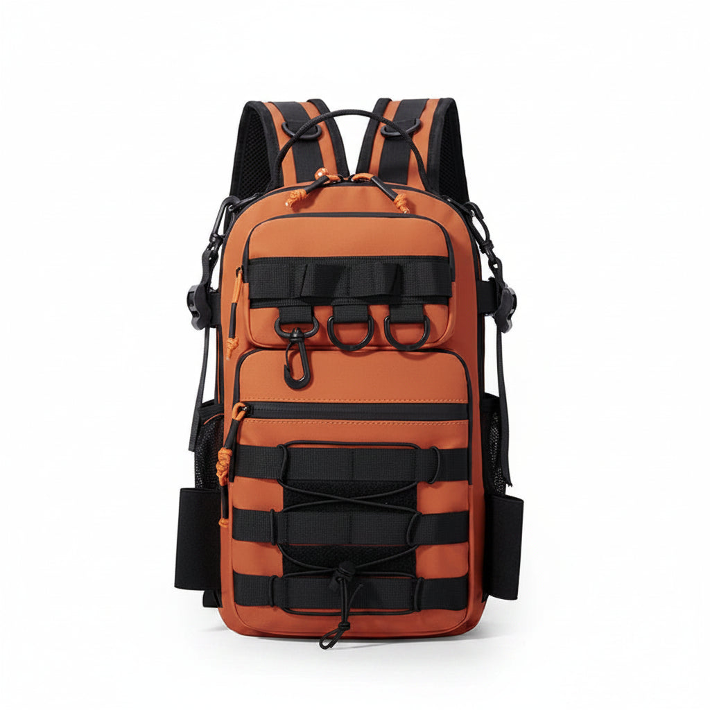 Outdoor Tactical Backpack – Oxford Embroidery, Rod Holder, Waterproof for Hiking, Fishing & Trekking