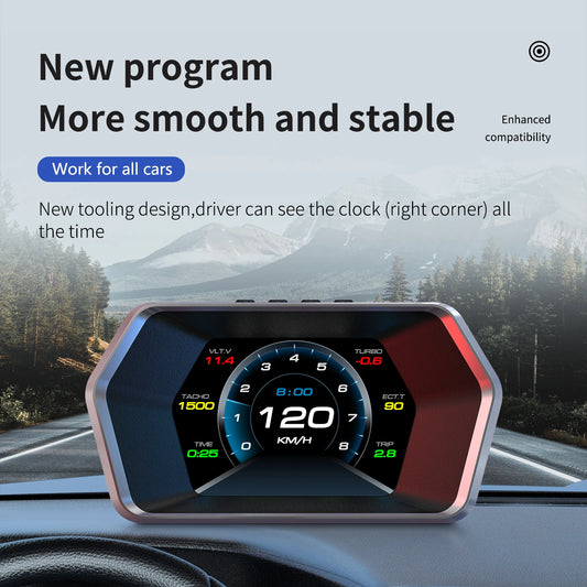 OBD2 GPS Head Up Display P17 Digital Speedometer with Windshield Projector Overspeed Warning and On Board Computer