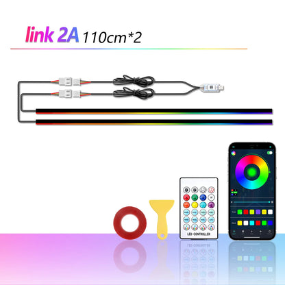 PMMA Acrylic RGB Symphony Car Ambient Light Strip – 612 LEDs, App + RF + Button Control, 110cm