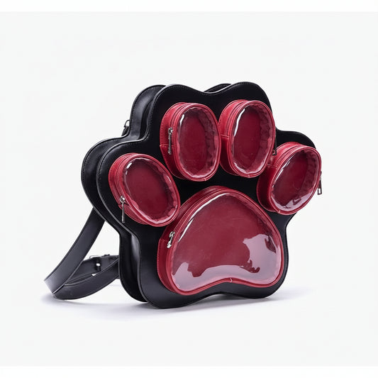 Cat Paw Lolita Backpack – Cute Kawaii Multi-Layer PVC Shoulder Bag for Women