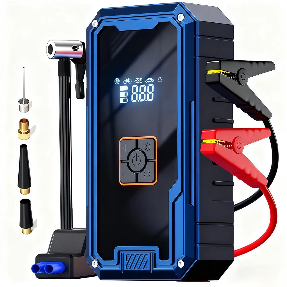3000A 12V Car Jump Starter with Air Compressor 150 PSI Portable Battery Booster & Power Bank