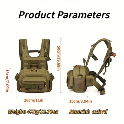 Tactical Fishing Chest Bag with Rod Holder and MOLLE System