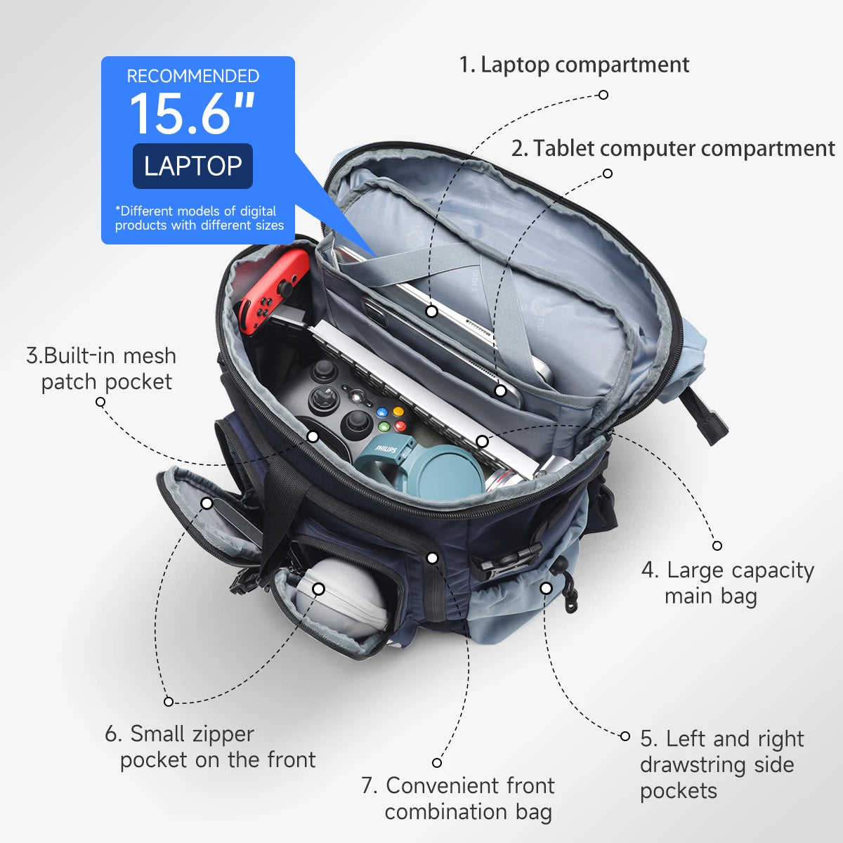 Expandable 900D Nylon Laptop Backpack 22L–32L with 10-Year Zipper Warranty
