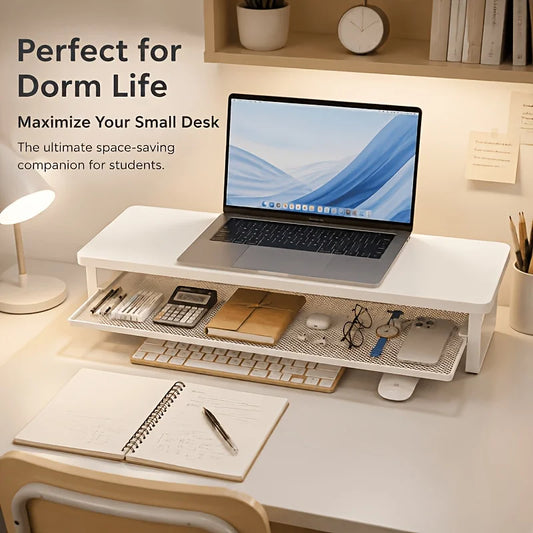 Desktop Monitor Riser with Storage Organizer for Home Office and Gaming