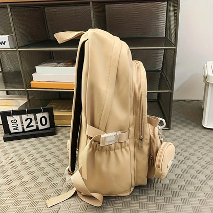 Lightweight Casual Backpack for School & Travel – Nylon, Multi-Pocket
