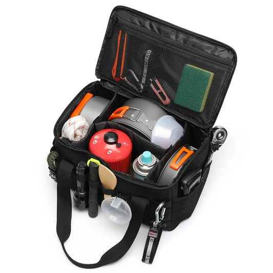 14L Tactical Camping Storage Bag – 600D Oxford, MOLLE, Waterproof Bottom, 3 Dividers, Camping Hiking Picnic