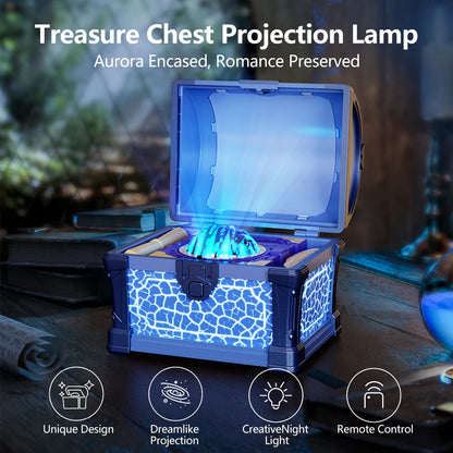 Treasure Chest Projector Night Light Galaxy Aurora Lamp with Bluetooth Speaker Ambient Northern Lights