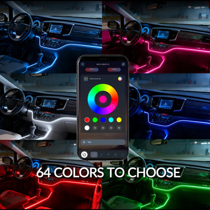 Car Ambient Light RGB Neon Acrylic Strip Interior Lighting Kit with App Control Symphony Streamer