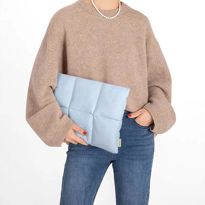 Puffy Quilted Laptop Sleeve – Water-Resistant, Magnetic Closure, Fleece Lining, 13–14" & 15–16", MacBook Air Pro Compatible