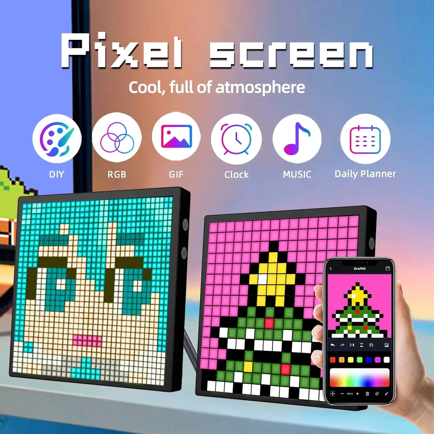 Smart LED Matrix Pixel Display RGB DIY Bluetooth App Controlled Animation Frame for Gaming Room Decor