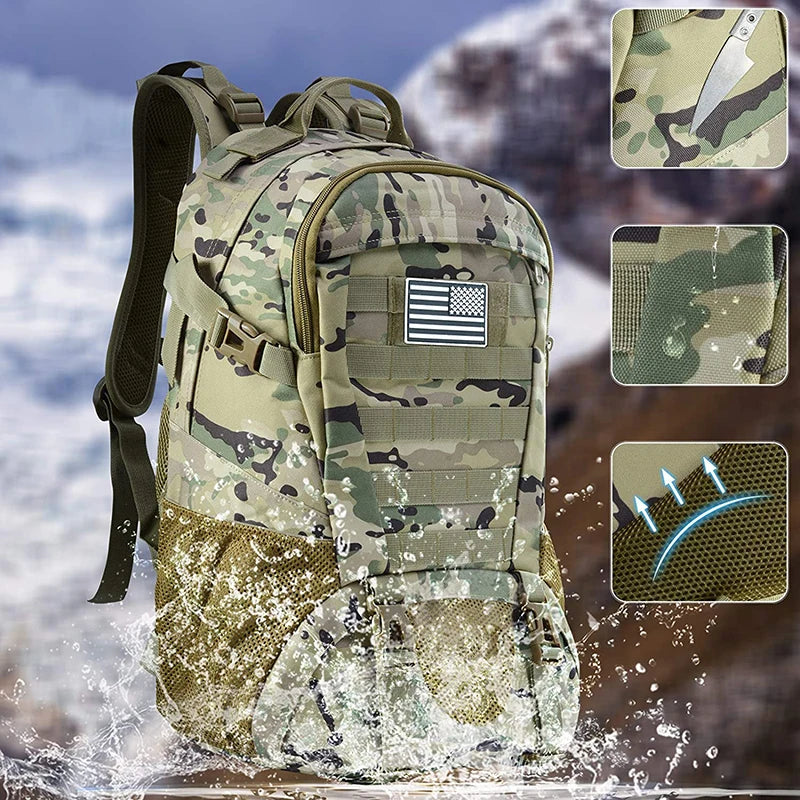 35L Tactical Backpack with MOLLE & Rain Cover – 3-Day Pack for Hiking & Camping