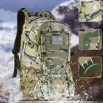 35L Tactical Backpack with MOLLE & Rain Cover – 3-Day Pack for Hiking & Camping