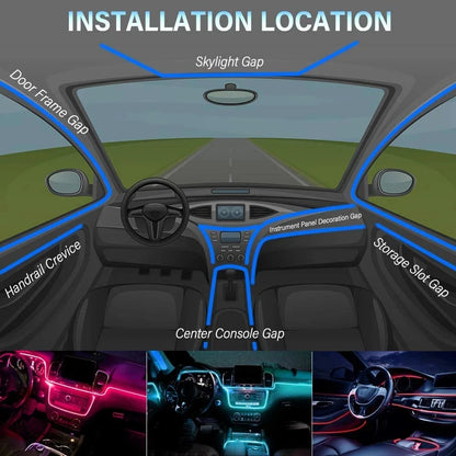 RGB LED Car Interior Ambient Light Kit – App Control, Music Sync, Up to 8m