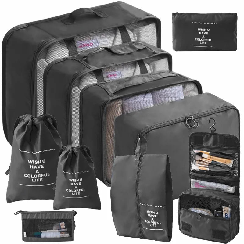 Travel Packing Cubes Set – 7 or 10 Piece Luggage Organizer Bags with Shoe Pouch & Clothes Storage