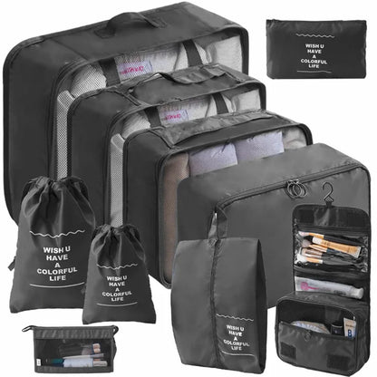 Travel Packing Cubes Set – 7 or 10 Piece Luggage Organizer Bags with Shoe Pouch & Clothes Storage