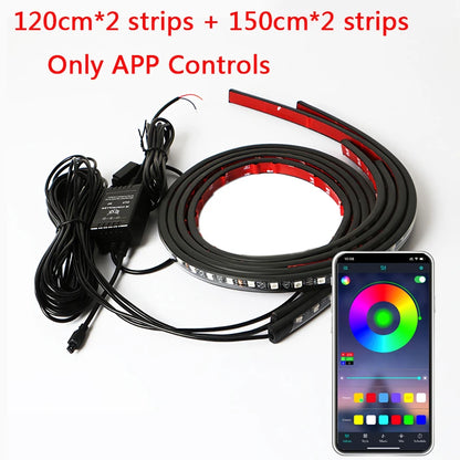 RGB LED Car Underbody Light Kit with App & Remote Control 12V