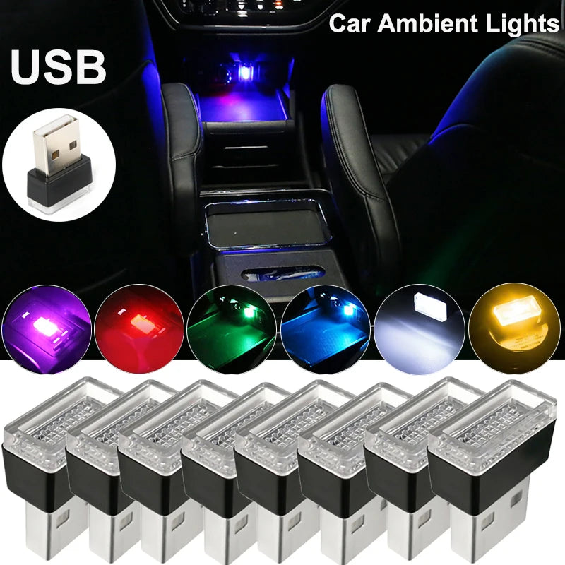 Mini USB LED Car Interior Ambient Light Decorative Plug-In Lamp