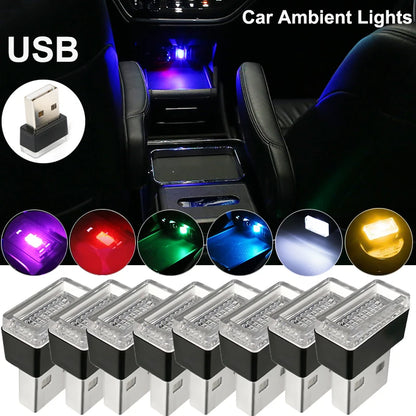 Mini USB LED Car Interior Ambient Light Decorative Plug-In Lamp