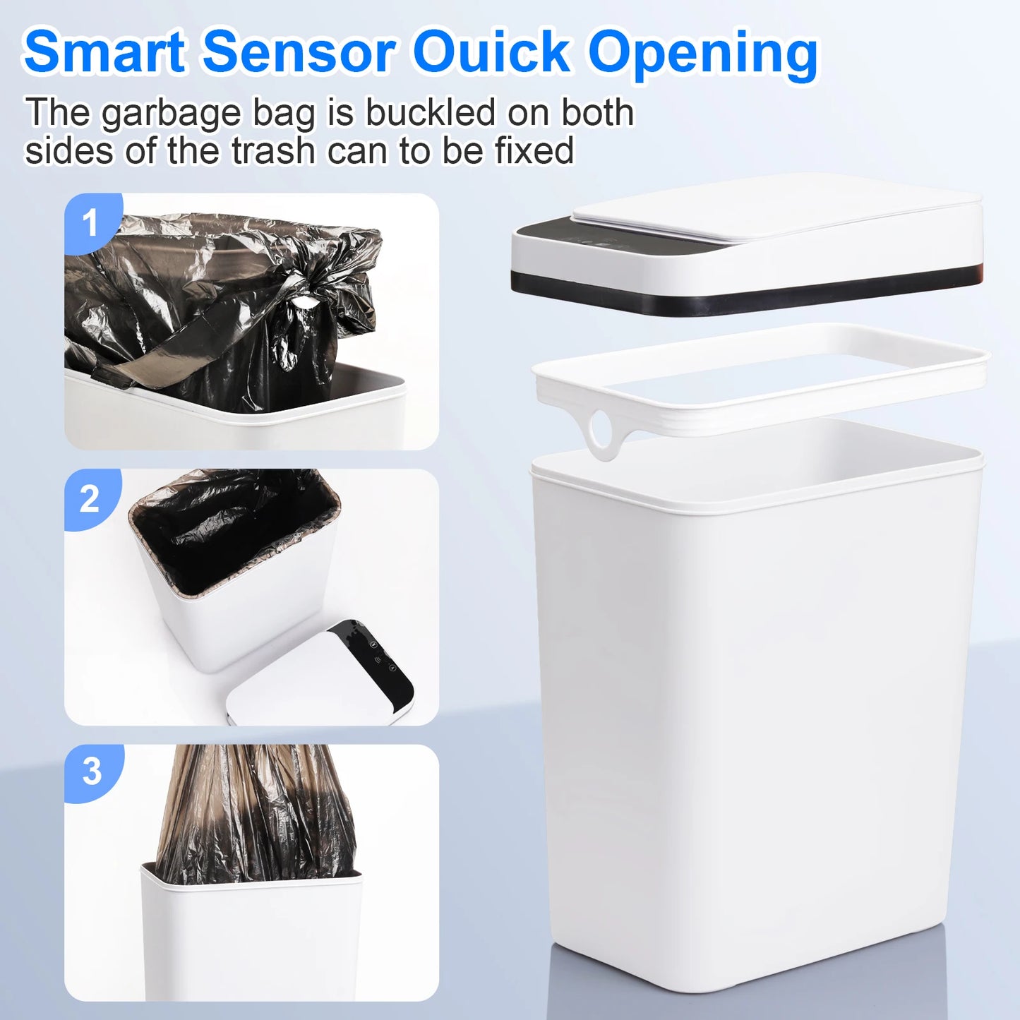 2 Pack 12L Bathroom Automatic Trash Cans Touchless Motion