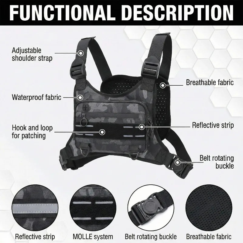 Lightweight Tactical Chest Bag with Reflective Strips – Running, Hiking & EDC