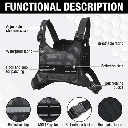 Lightweight Tactical Chest Bag with Reflective Strips – Running, Hiking & EDC