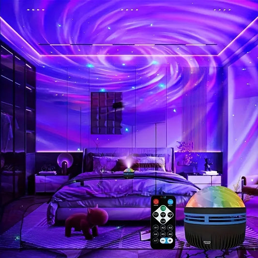 Galaxy Starry Sky Projector LED Night Light with Aurora Effects Remote Control and USB Powered RGB Lamp