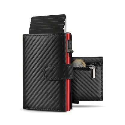 Men's RFID Slim Wallet with Coin Case – Microfiber, Card Slots, Zipper Coin Pocket, 4 Colors