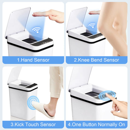 2 Pack 12L Bathroom Automatic Trash Cans Touchless Motion