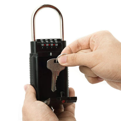 4-Digit Combination Key Lock Box – 2-in-1 Padlock & Storage, Zinc Alloy, Holds 6 Keys, Indoor & Outdoor
