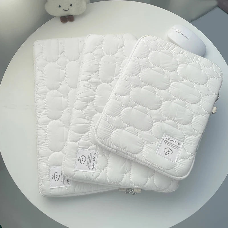 Cloud Laptop & iPad Sleeve – Embroidery Cotton, Zipper, Fits 9.7–16", MacBook & iPad