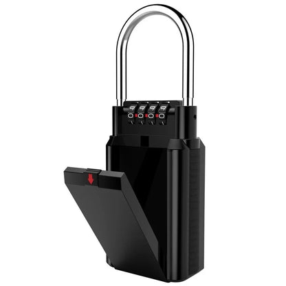 4-Digit Combination Key Lock Box – 2-in-1 Padlock & Storage, Zinc Alloy, Holds 6 Keys, Indoor & Outdoor