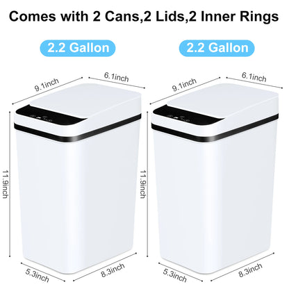 2 Pack 12L Bathroom Automatic Trash Cans Touchless Motion