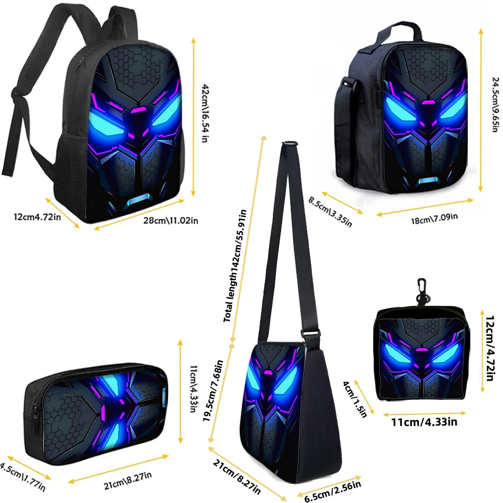 Cyberpunk Robot Pattern Backpack – Ultra Lightweight Polyester School & Travel Bag, Unisex