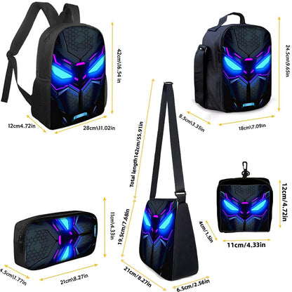 Cyberpunk Robot Pattern Backpack – Ultra Lightweight Polyester School & Travel Bag, Unisex