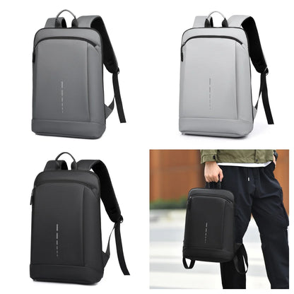 Men's Lightweight PU Laptop Backpack with Reflective Stripe