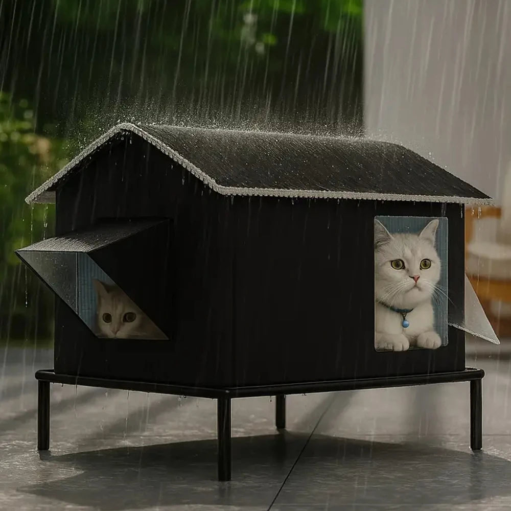Elevated Weatherproof Cat House – Indoor & Outdoor Pet Shelter, Moisture-Proof