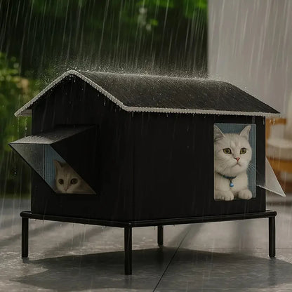 Elevated Weatherproof Cat House – Indoor & Outdoor Pet Shelter, Moisture-Proof