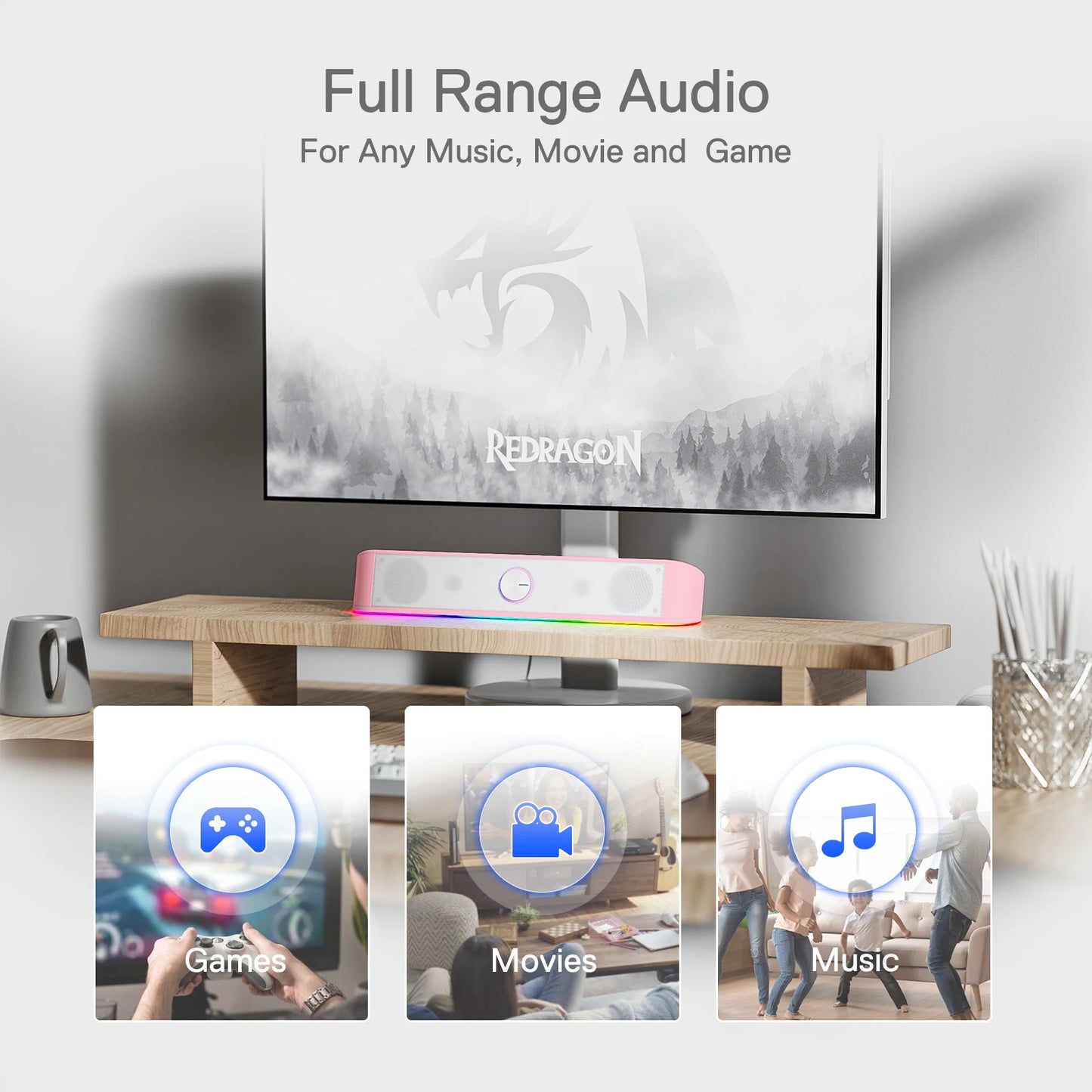 GS560 RGB Desktop Soundbar, 2.0 Channel Computer