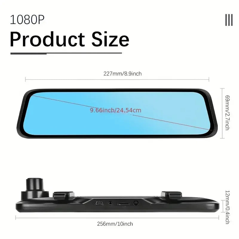 Touch Screen Mirror Dash Cam Front and Rear, 4K