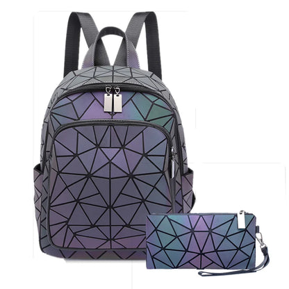 Women's Holographic PVC Backpack – Geometric Luminous Design