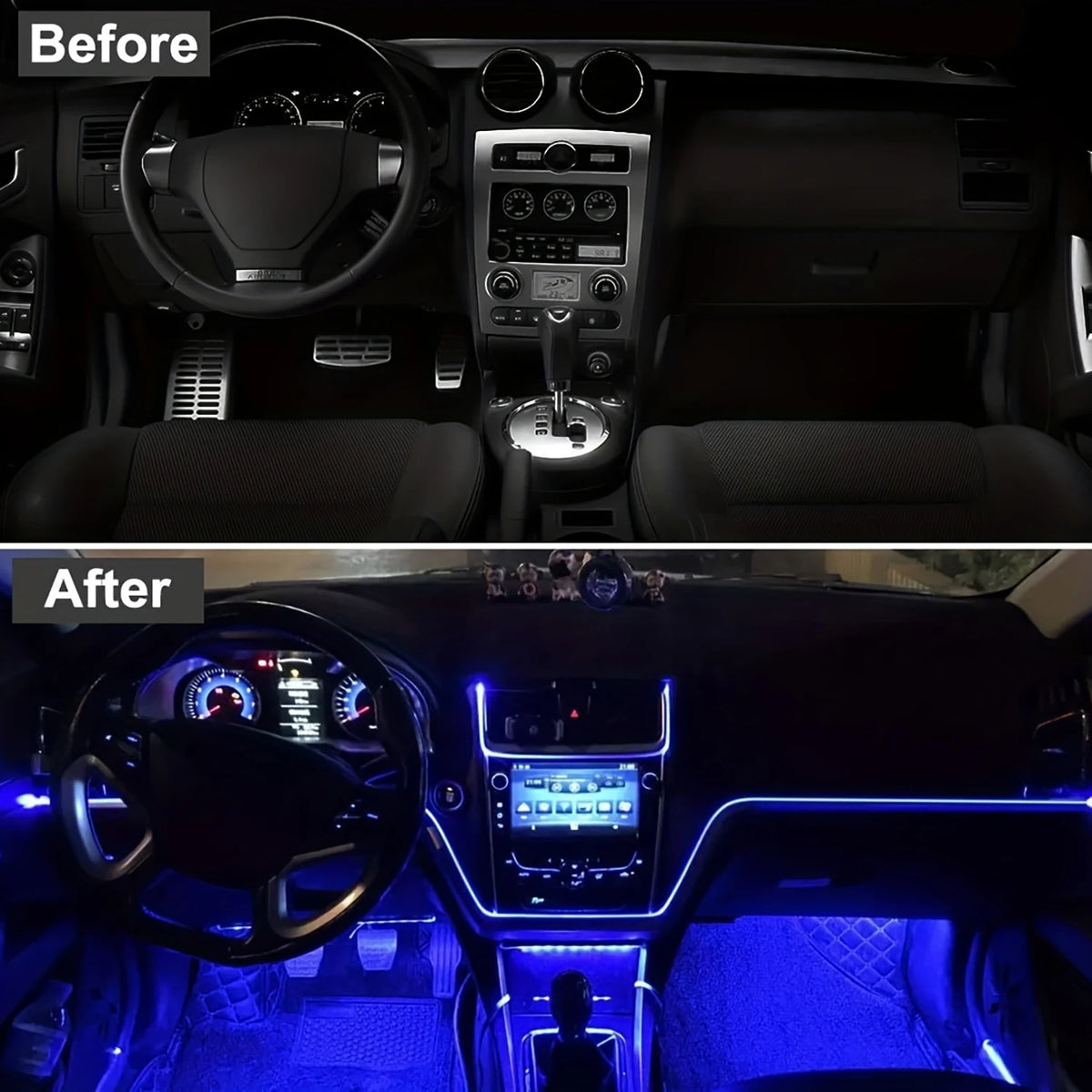 EL Wire Car Interior Ambient Light Strip – 5m, USB, Flexible Neon, 4 Colors