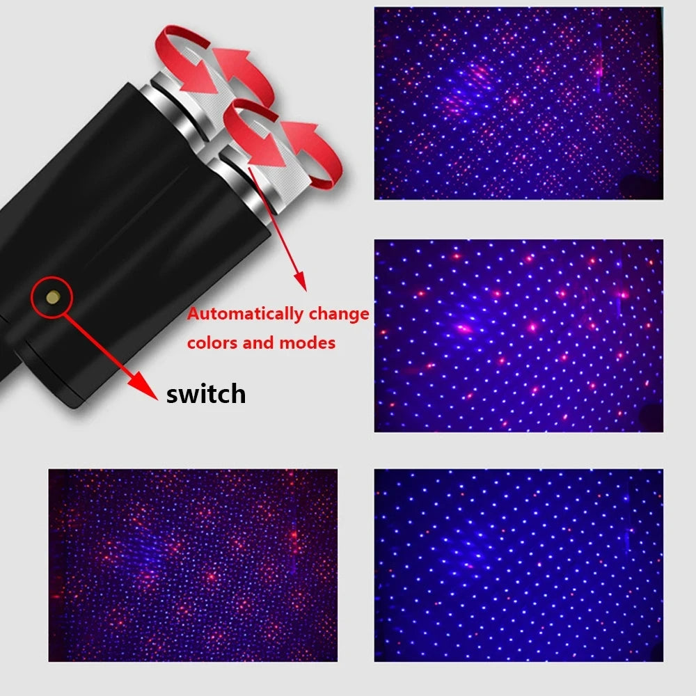 USB Dual Head LED Galaxy Star Projector Light for Car Interior & Home