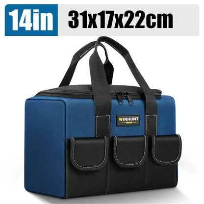 Square Electrician Tool Bag – Waterproof Polyester, Multi-Pocket, Large Capacity, 14" / 17" / 20"